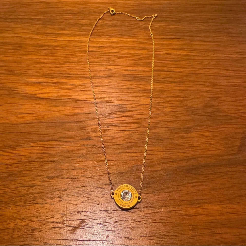 French Kande Annecy Birthstone Necklace Gold/Clear Swarovski Crystal - Picture 6 of 8